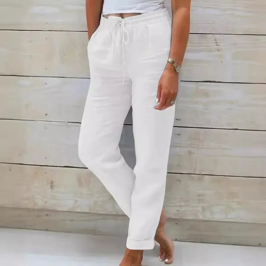 High Waist Cotton Linen Pants
