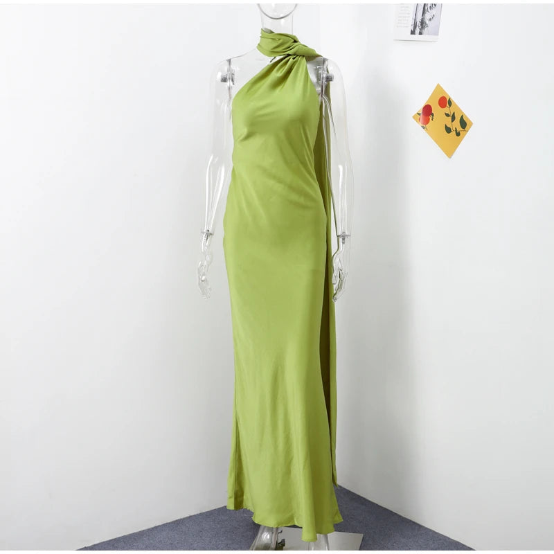 Halter Off Shoulder Sleeveless Maxi Dress