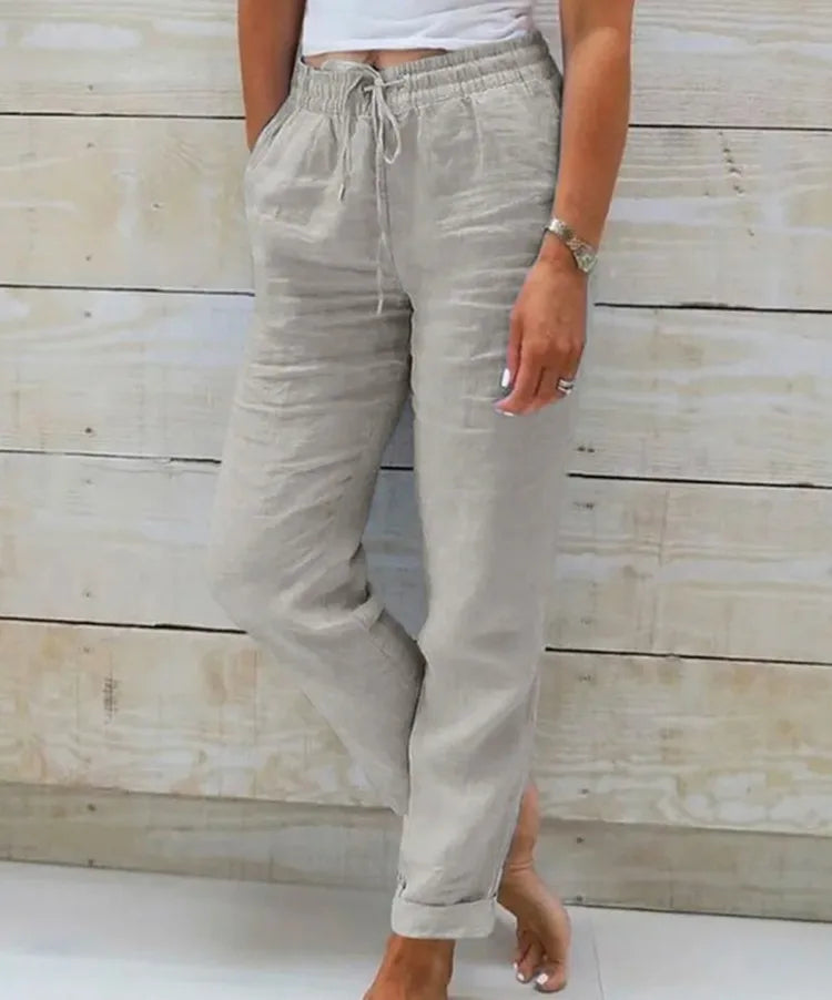 High Waist Cotton Linen Pants