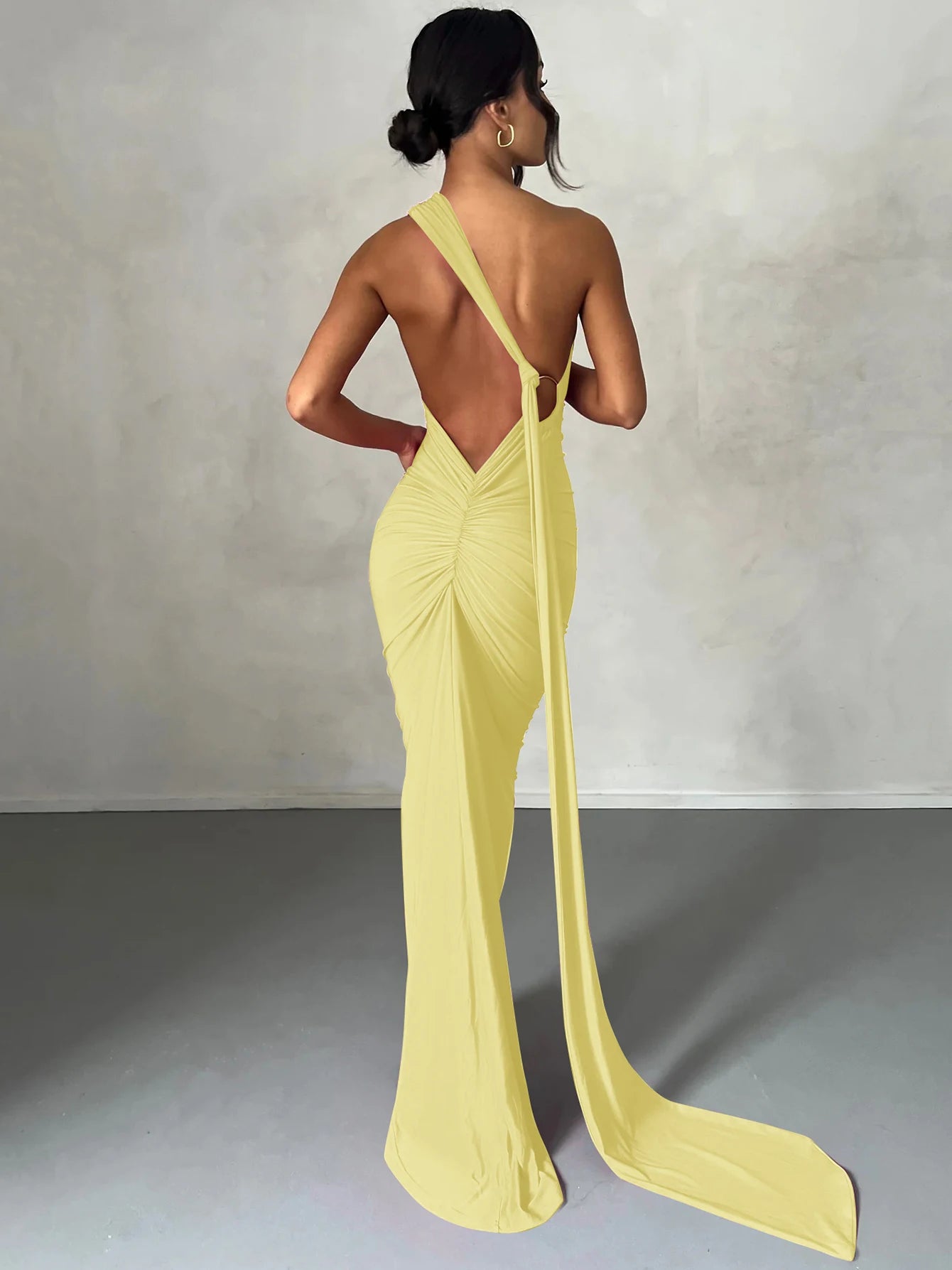 One Shoulder Backless Adjustable Maxi Dress