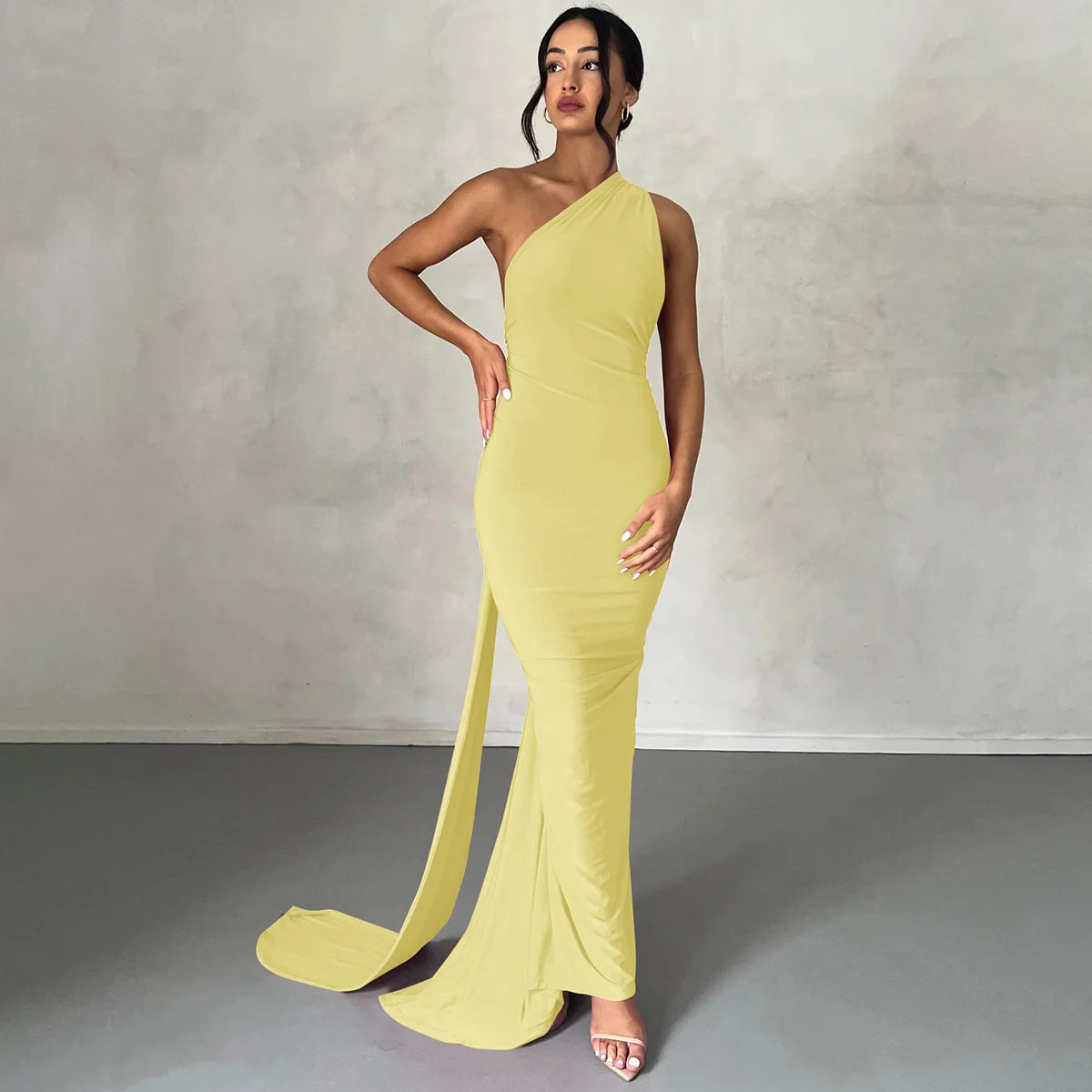 One Shoulder Backless Adjustable Maxi Dress