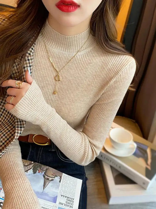 Vintage Basic Solid Knitted Sweater