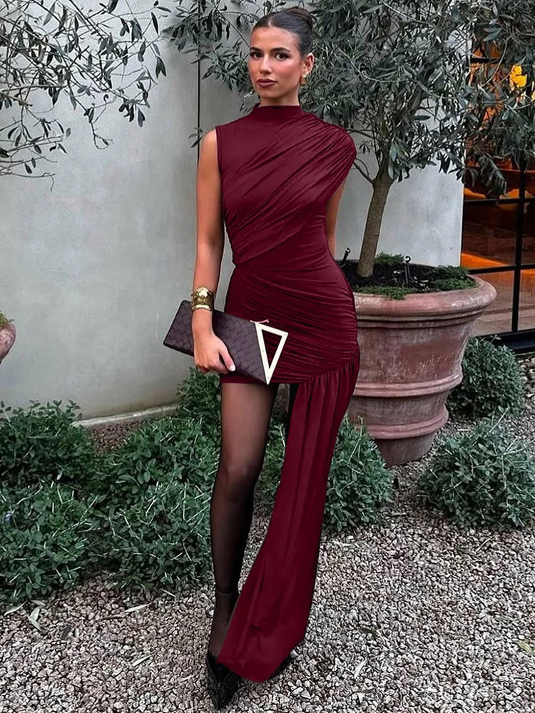 Draped Ruched Sexy Mini Dress