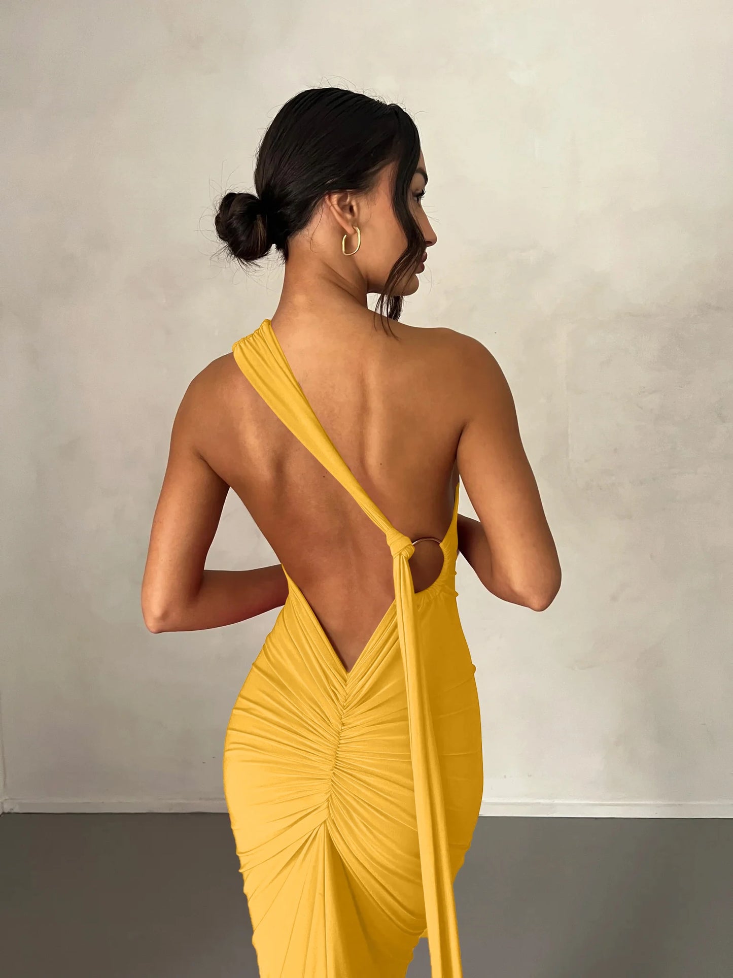 One Shoulder Backless Adjustable Maxi Dress