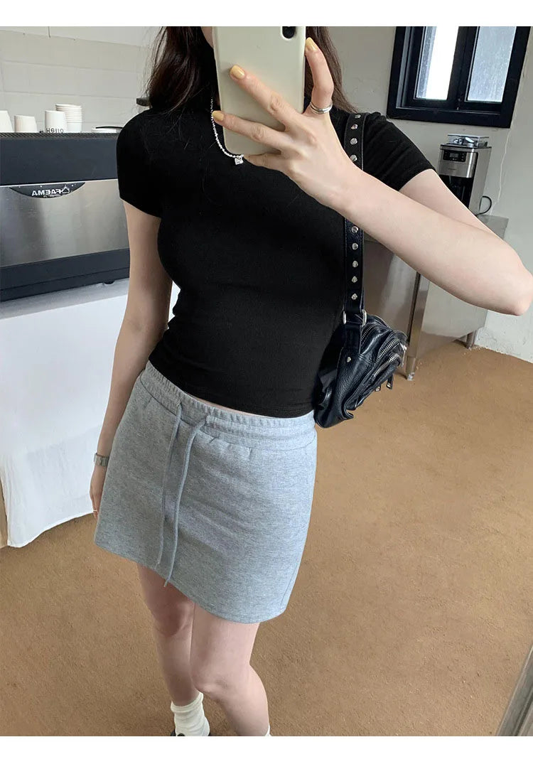 Basic Short Sleeve Solid Crop Top