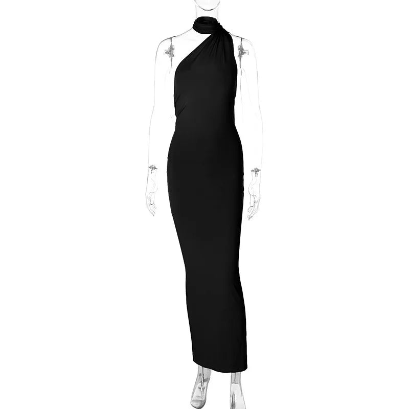 One Shoulder Backless Adjustable Maxi Dress