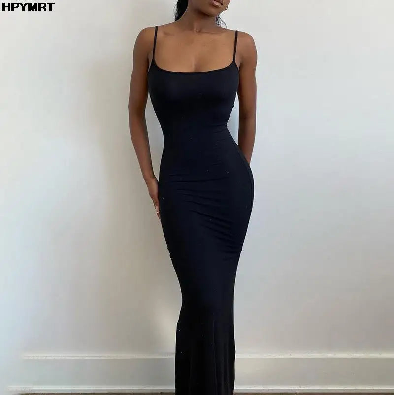 Satin Slip Sleeveless Backless Maxi Dress