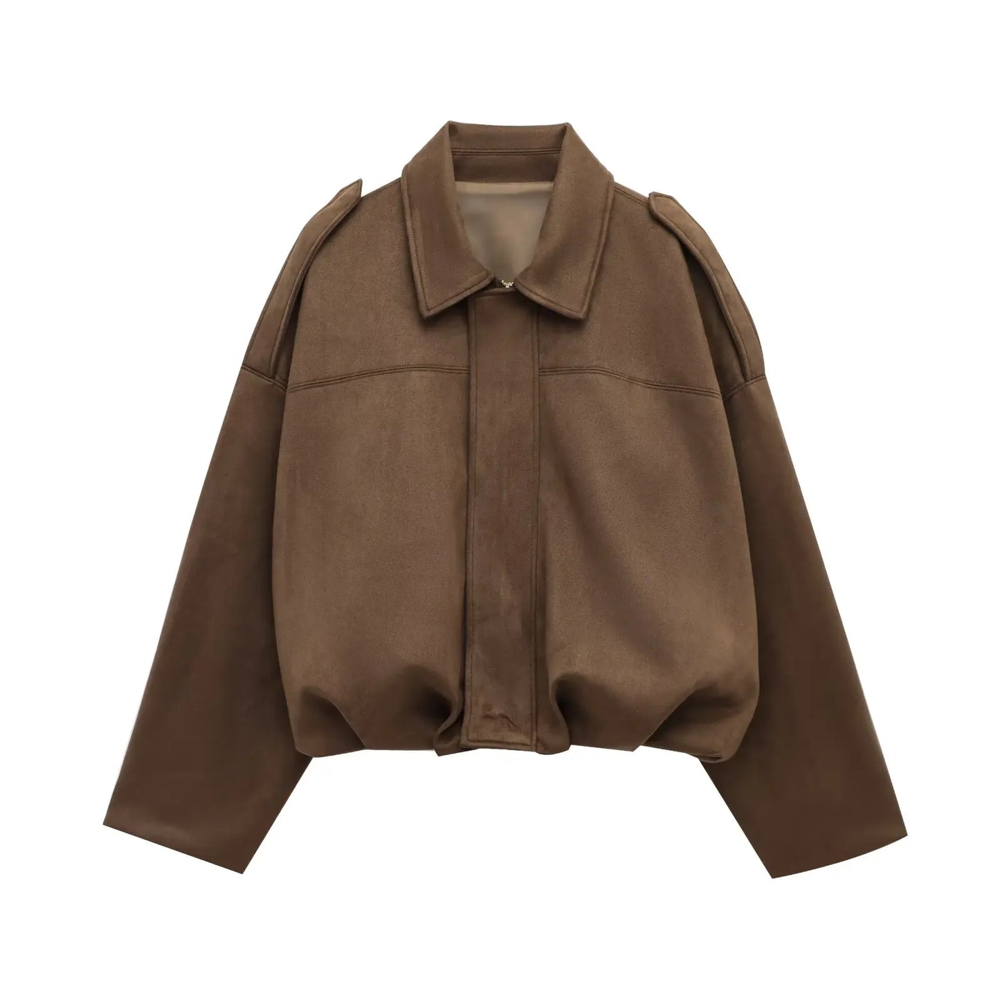 Faux Suede Collared Jacket