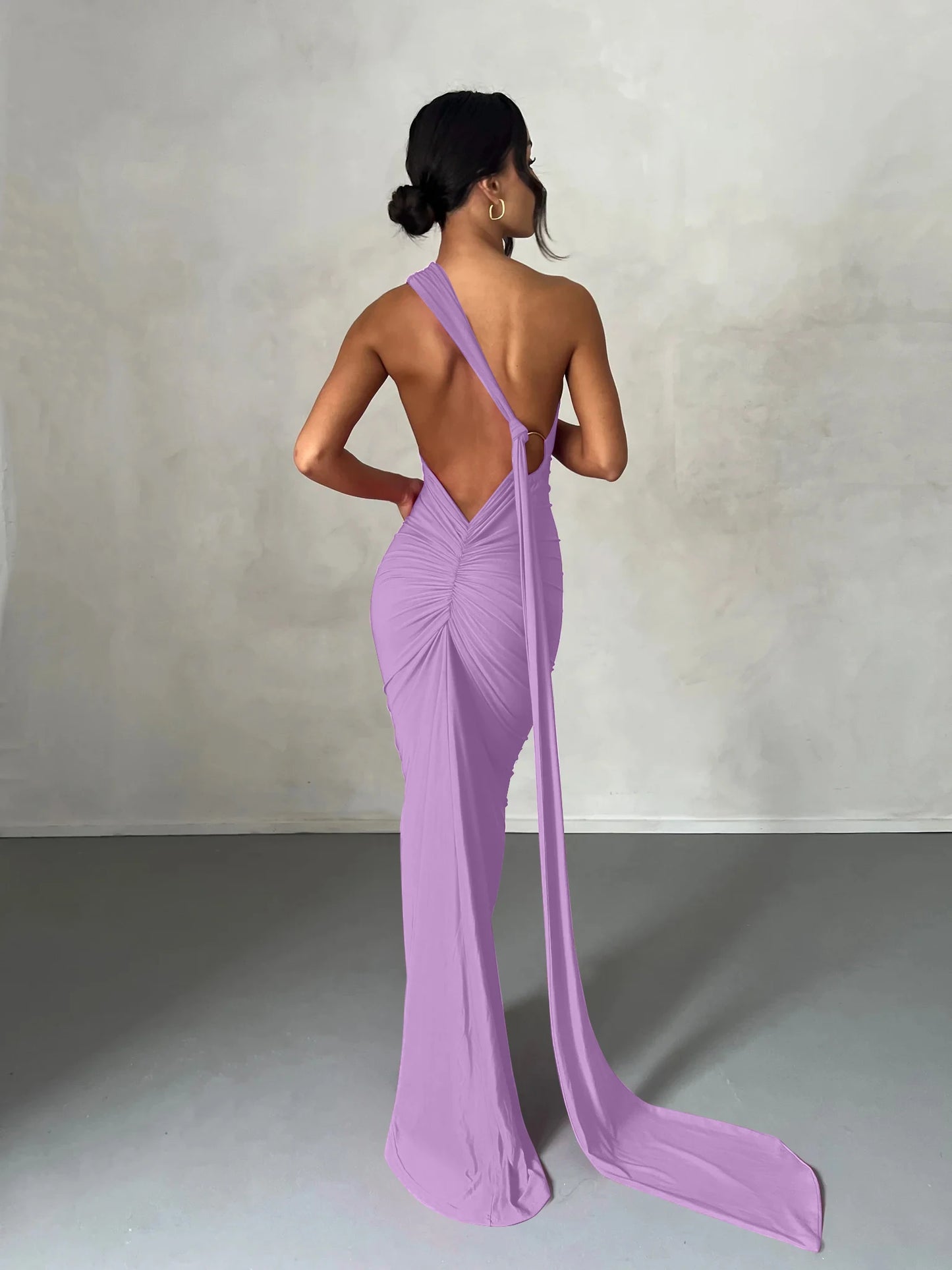 One Shoulder Backless Adjustable Maxi Dress
