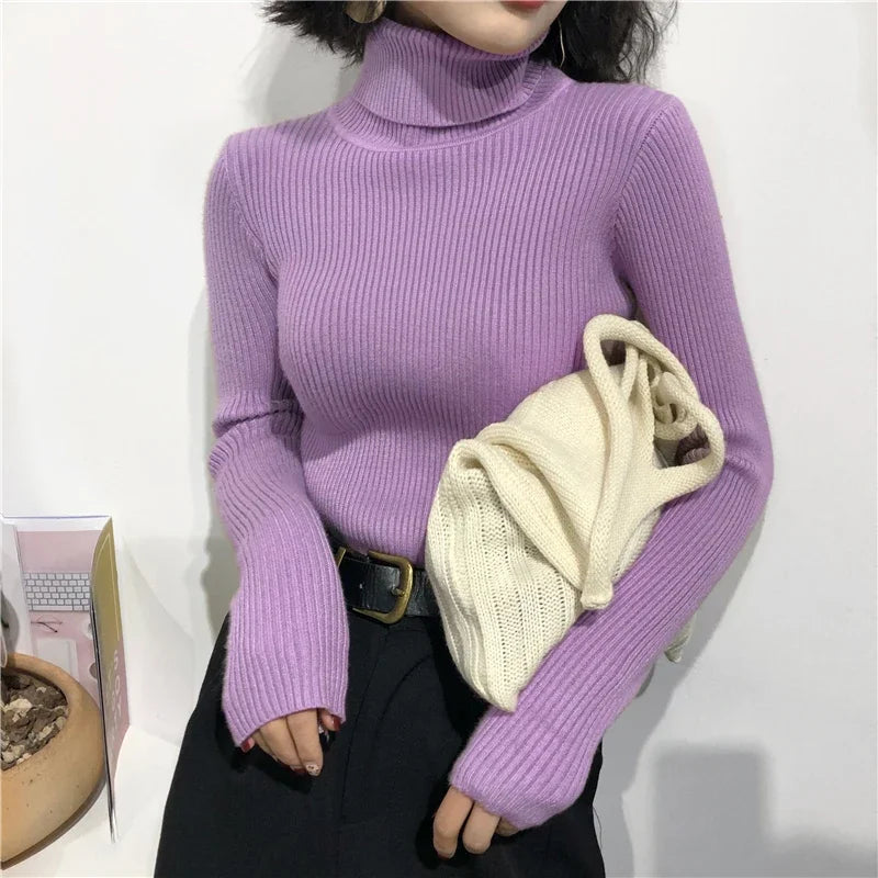 Thick Knitted Ribbed Pullover Sweater
