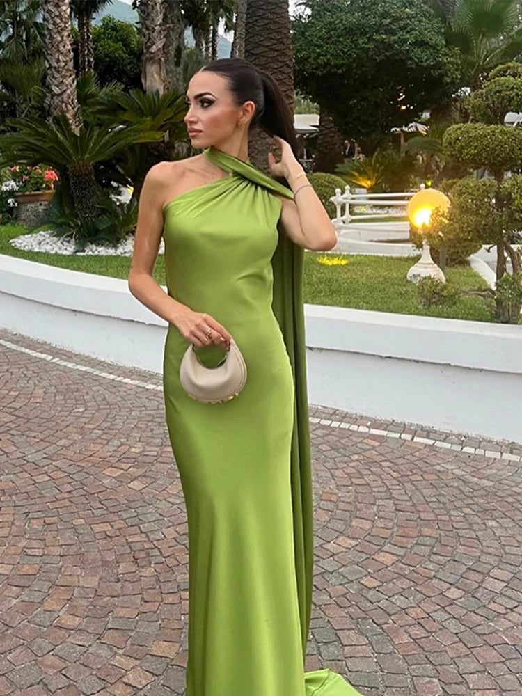 Halter Off Shoulder Sleeveless Maxi Dress