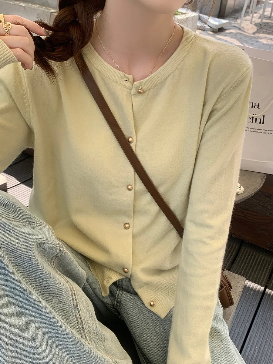 Knitted Single Breasted Long Sleeve Cardigan