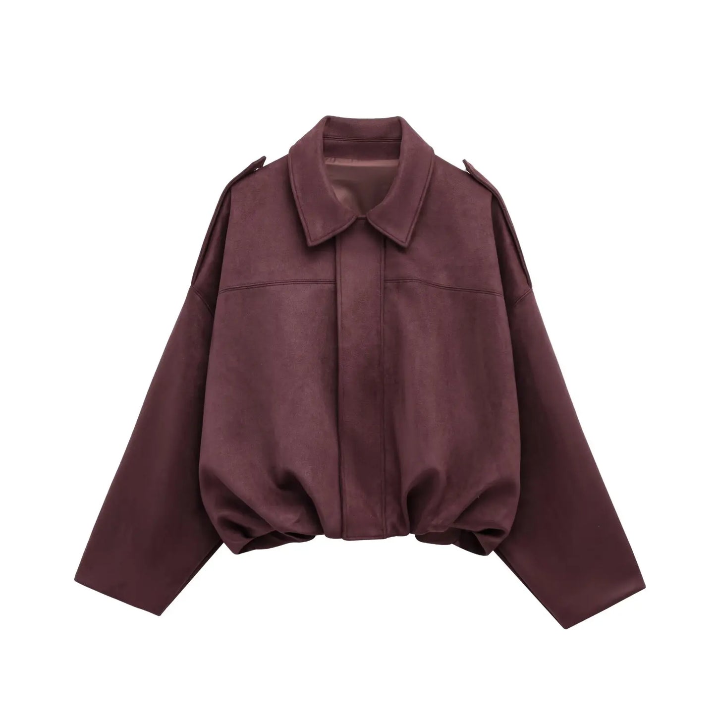 Faux Suede Collared Jacket