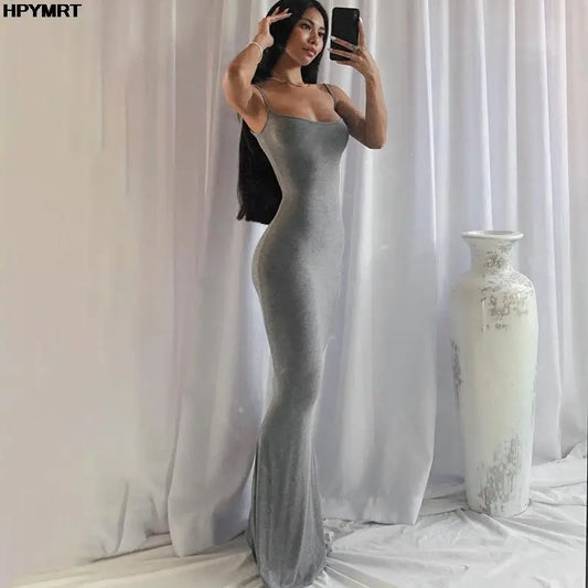 Satin Slip Sleeveless Backless Maxi Dress
