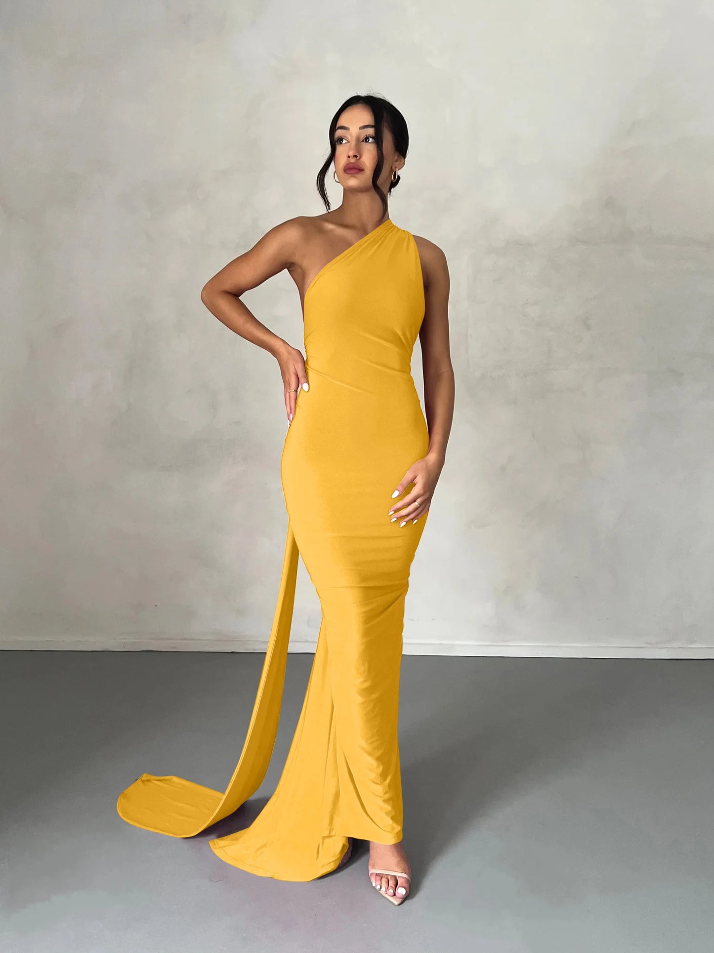 One Shoulder Backless Adjustable Maxi Dress