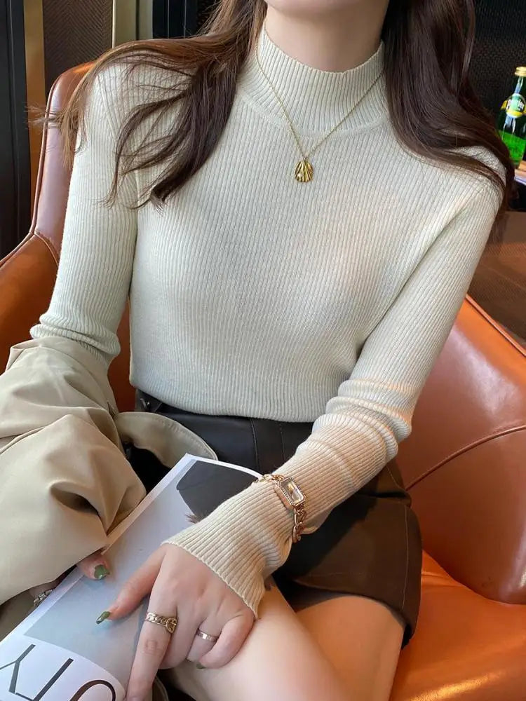 Vintage Basic Solid Knitted Sweater