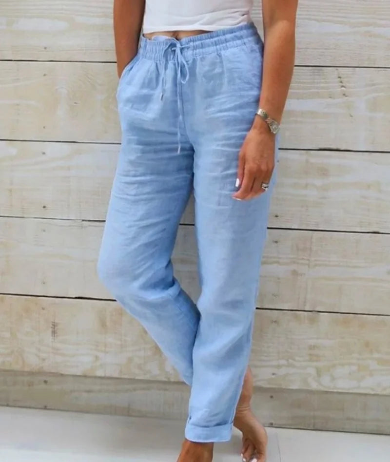 High Waist Cotton Linen Pants