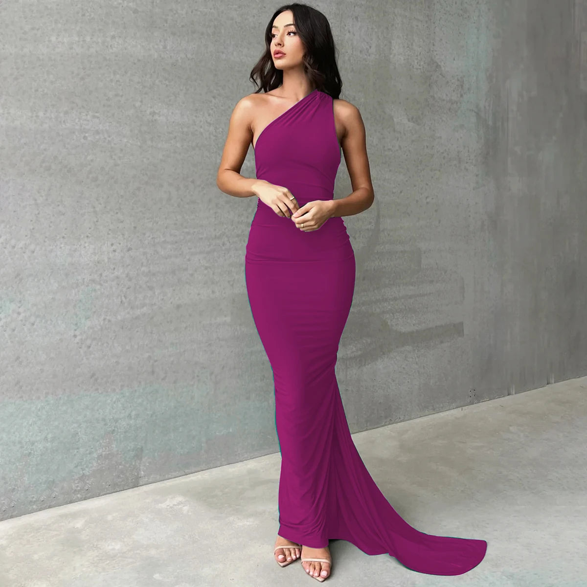 One Shoulder Backless Adjustable Maxi Dress