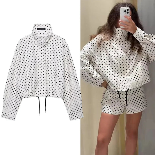 Polka Dot Print Short Coat