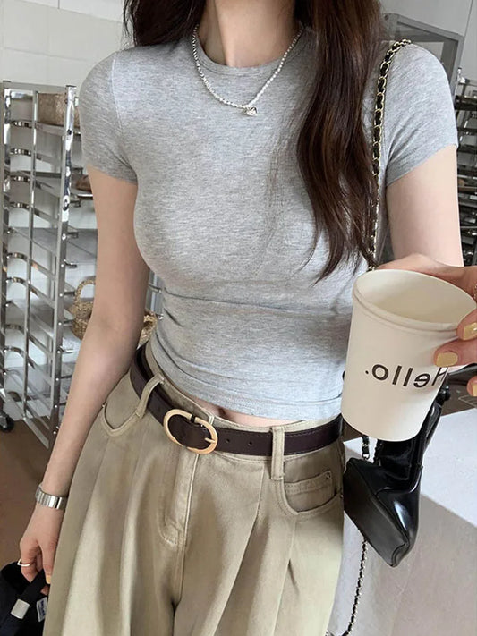 Basic Short Sleeve Solid Crop Top