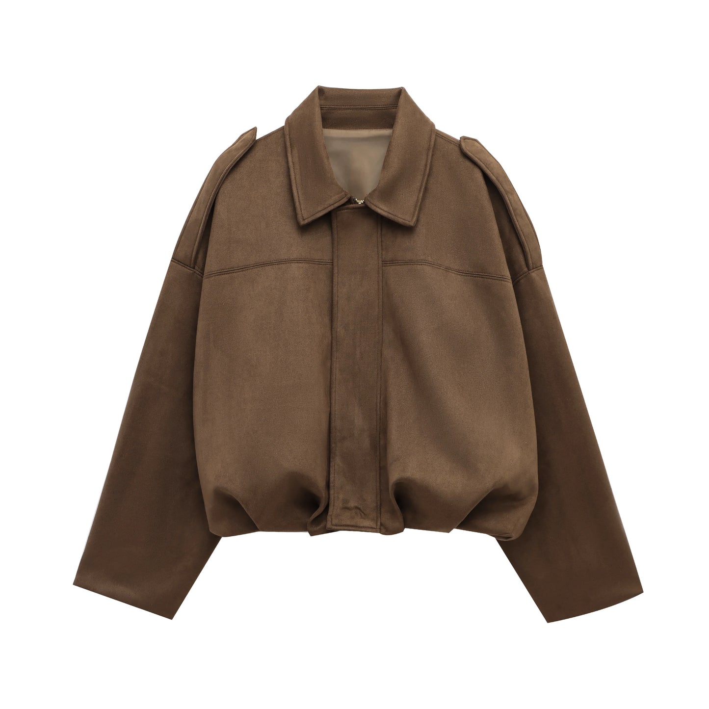 Casual Brown Green Suede Jacket