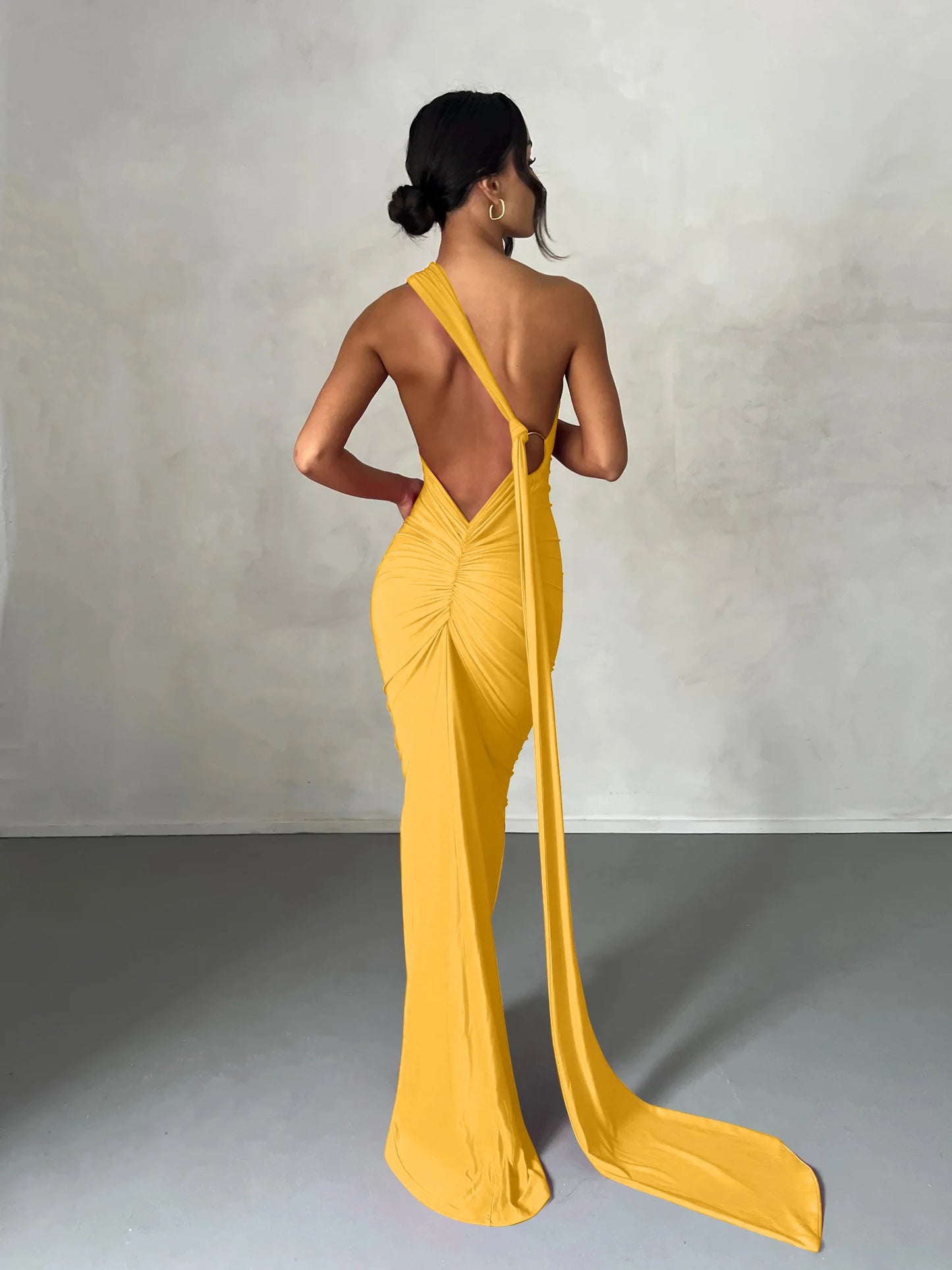One Shoulder Backless Adjustable Maxi Dress