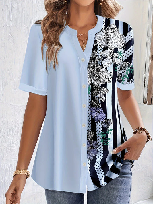 Plus Size Striped Print Blouse