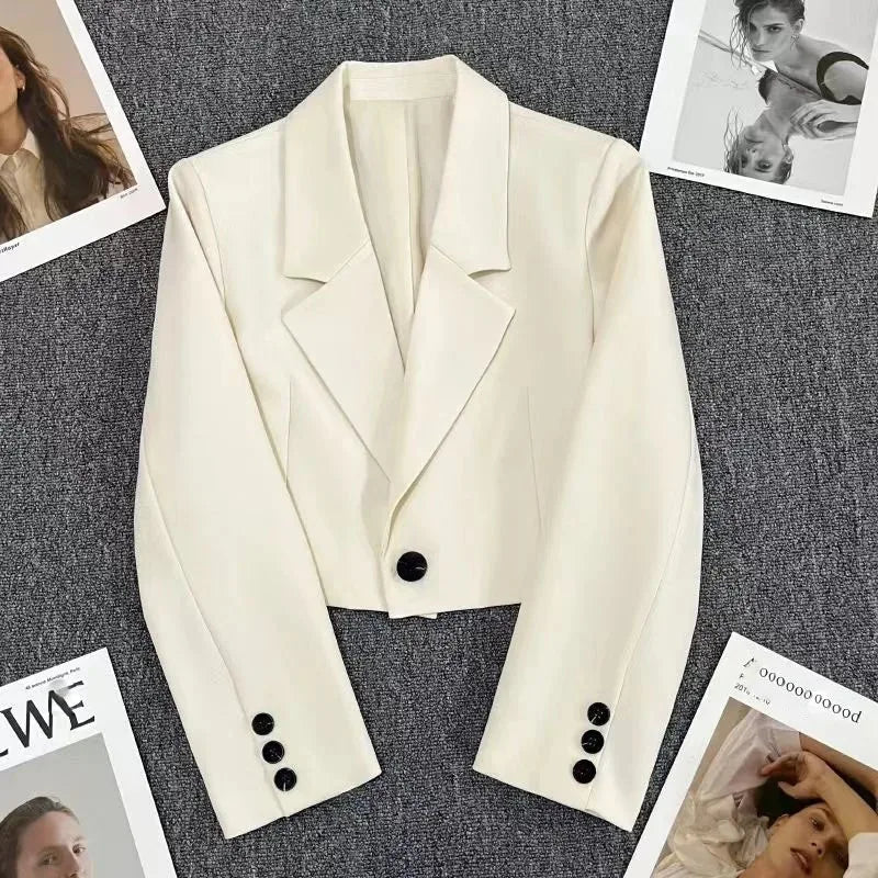 Notched Collar Cropped Blazers