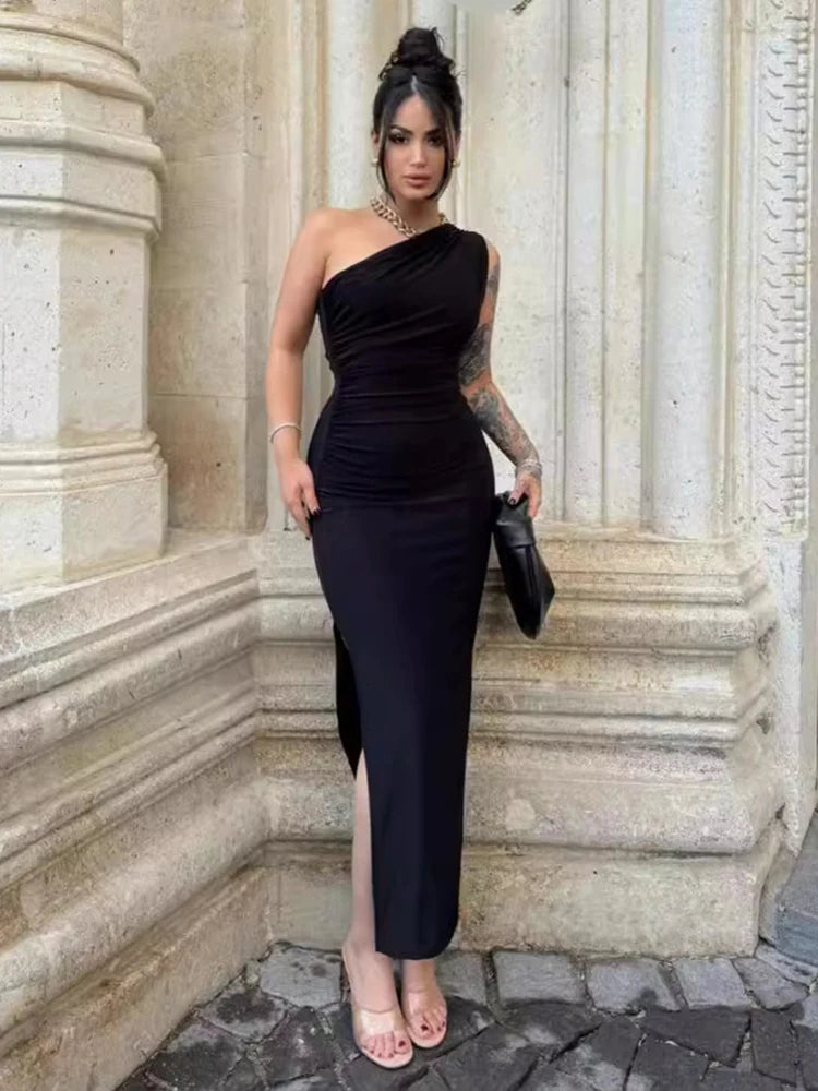 Split Sleeveless Backless Slim Maxi Dress