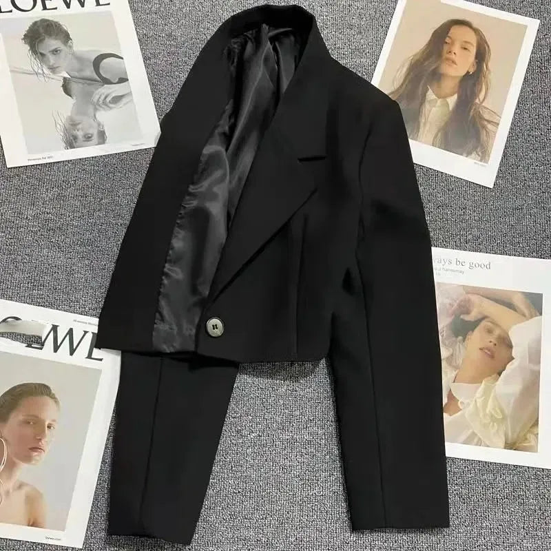 Notched Collar Cropped Blazers