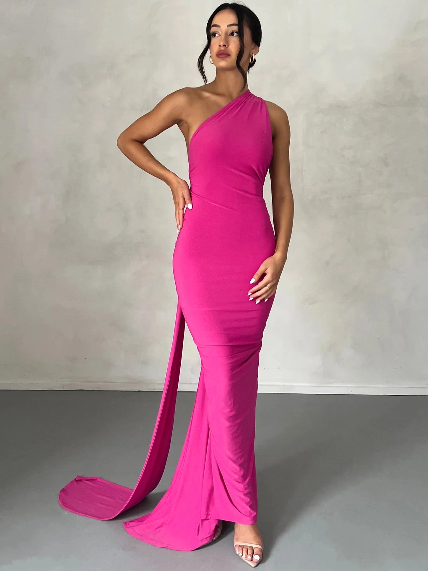 One Shoulder Backless Adjustable Maxi Dress