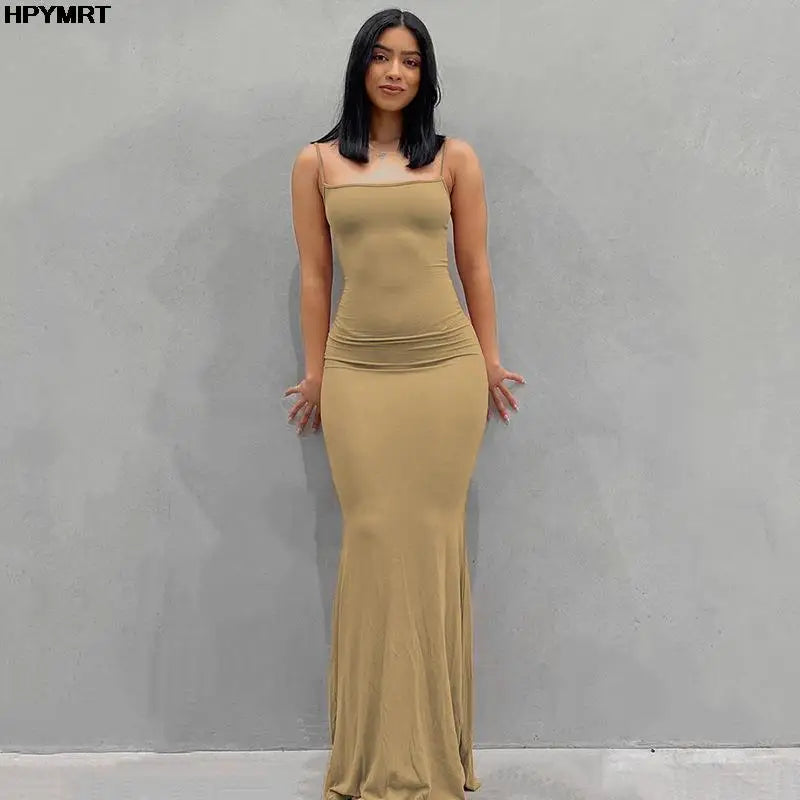 Satin Slip Sleeveless Backless Maxi Dress