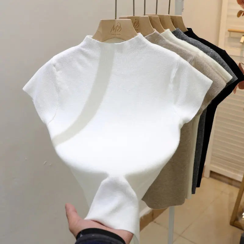 Basic Turtleneck Knitted Pullover Sweater