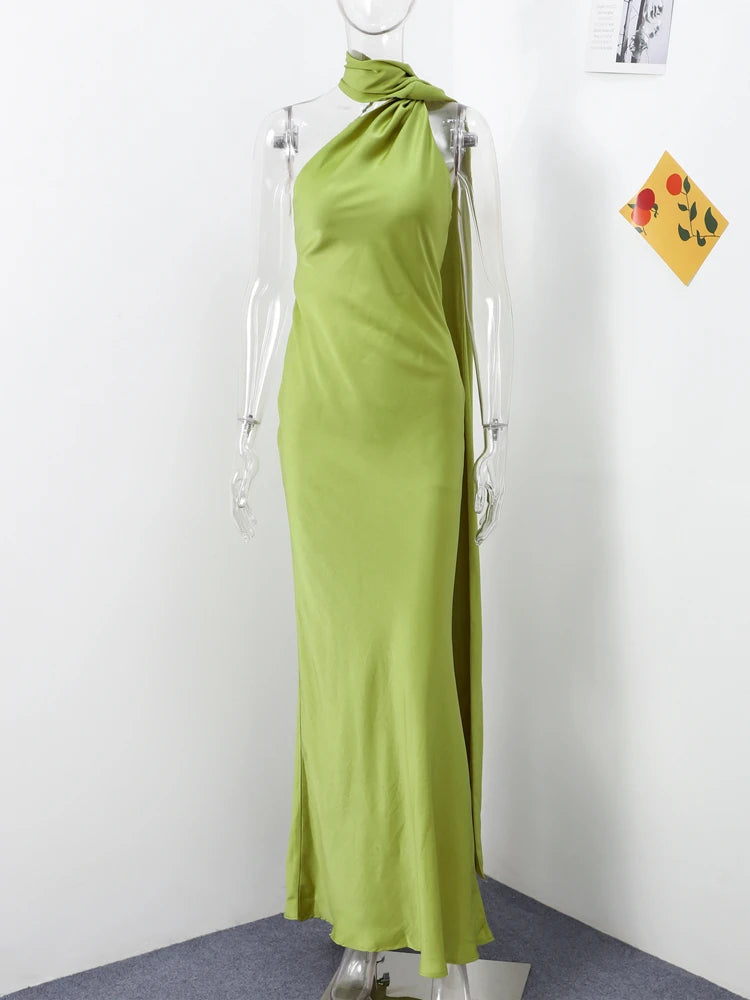 Halter Off Shoulder Sleeveless Maxi Dress