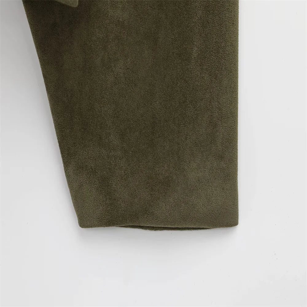 Faux Suede Collared Jacket