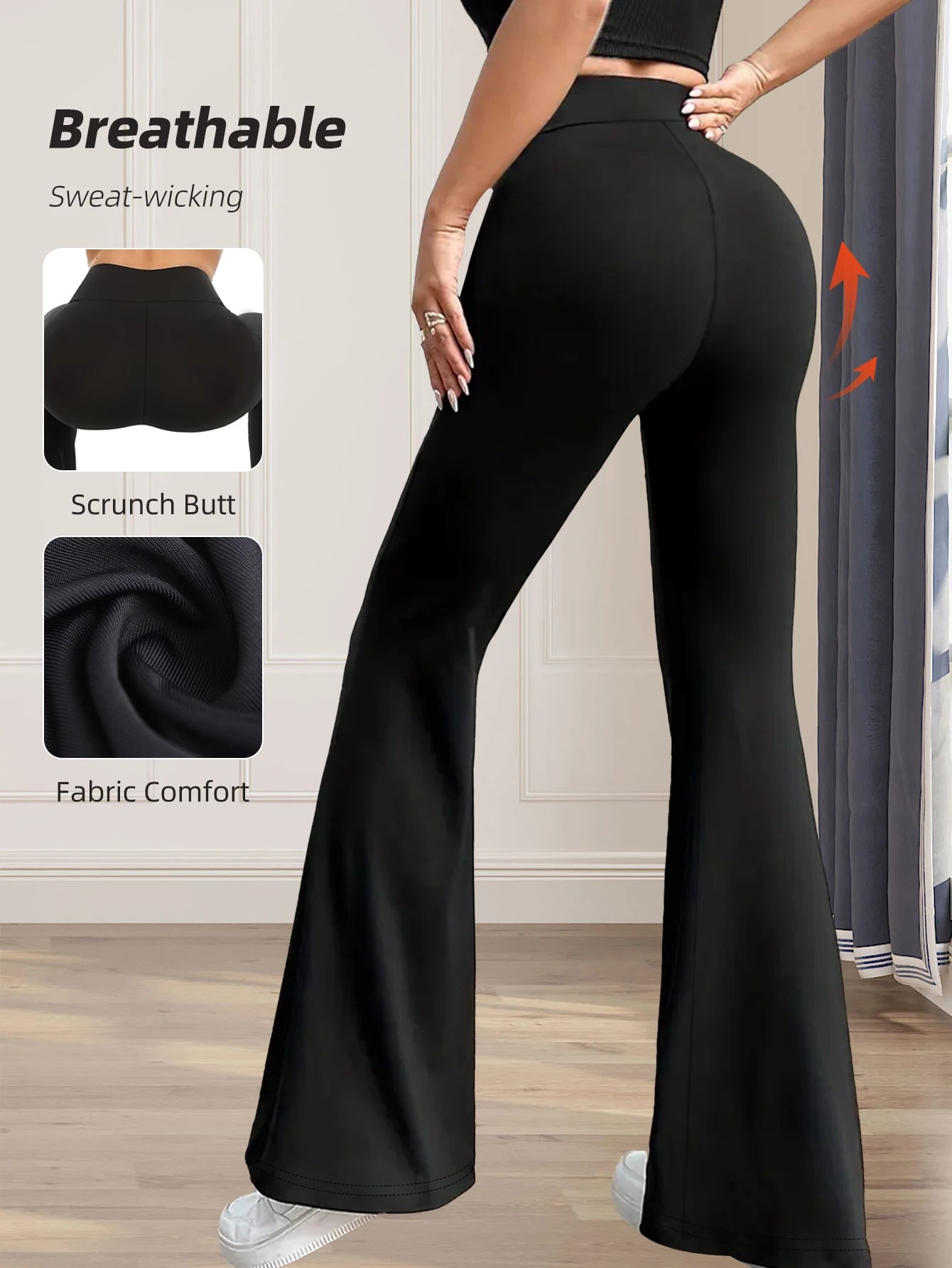 High waisted tight fitting flared pants