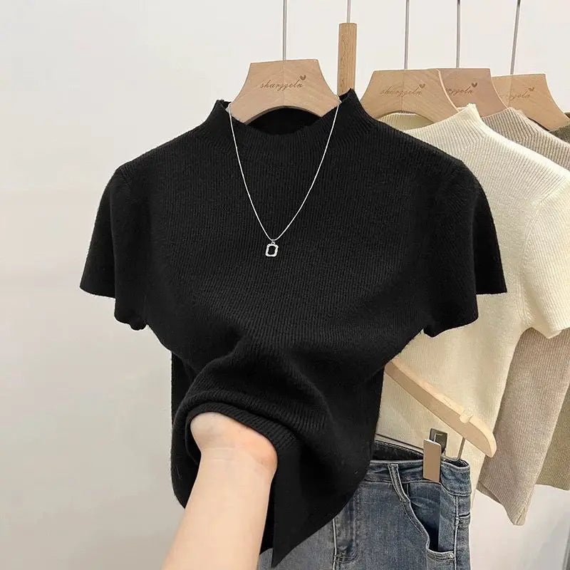 Basic Turtleneck Knitted Pullover Sweater