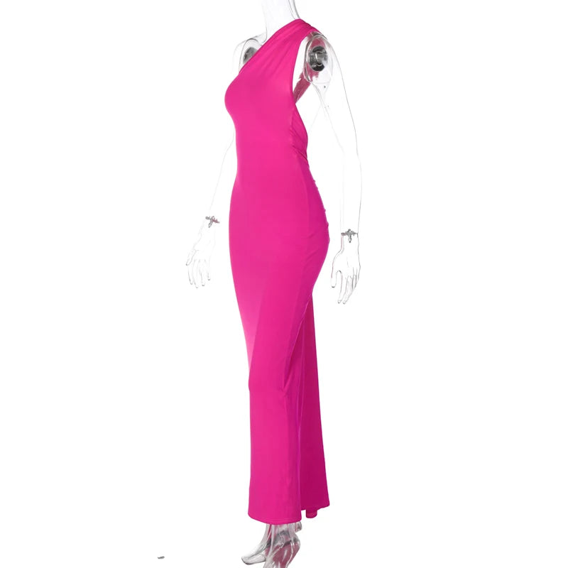One Shoulder Backless Adjustable Maxi Dress