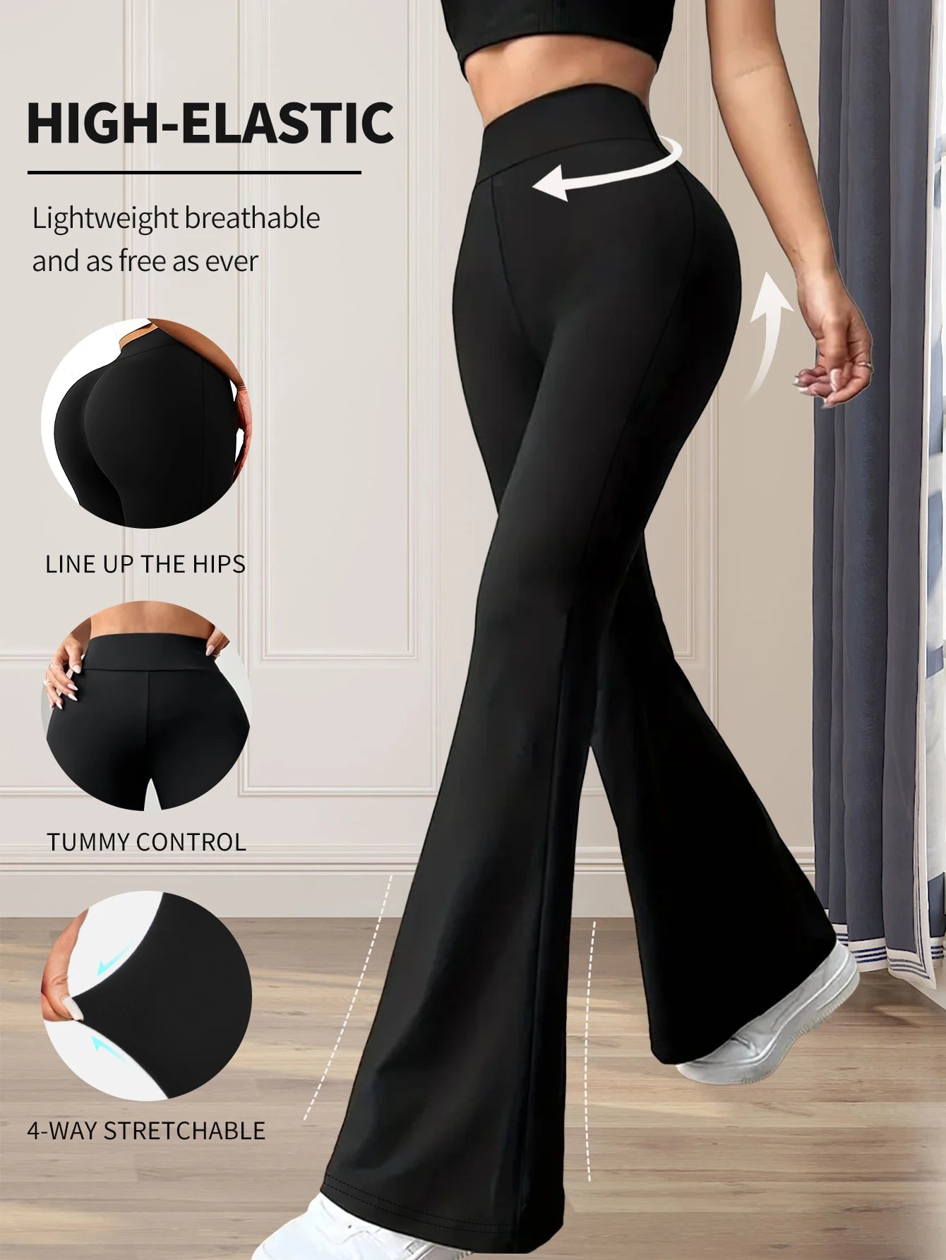 High waisted tight fitting flared pants