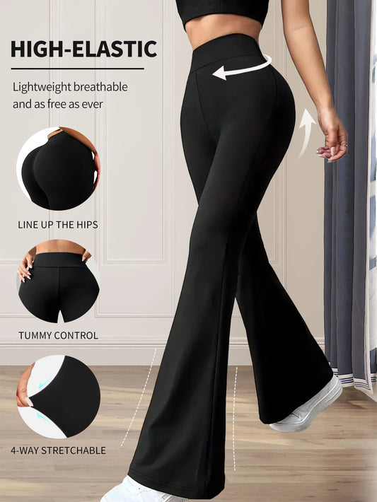 High waisted tight fitting flared pants
