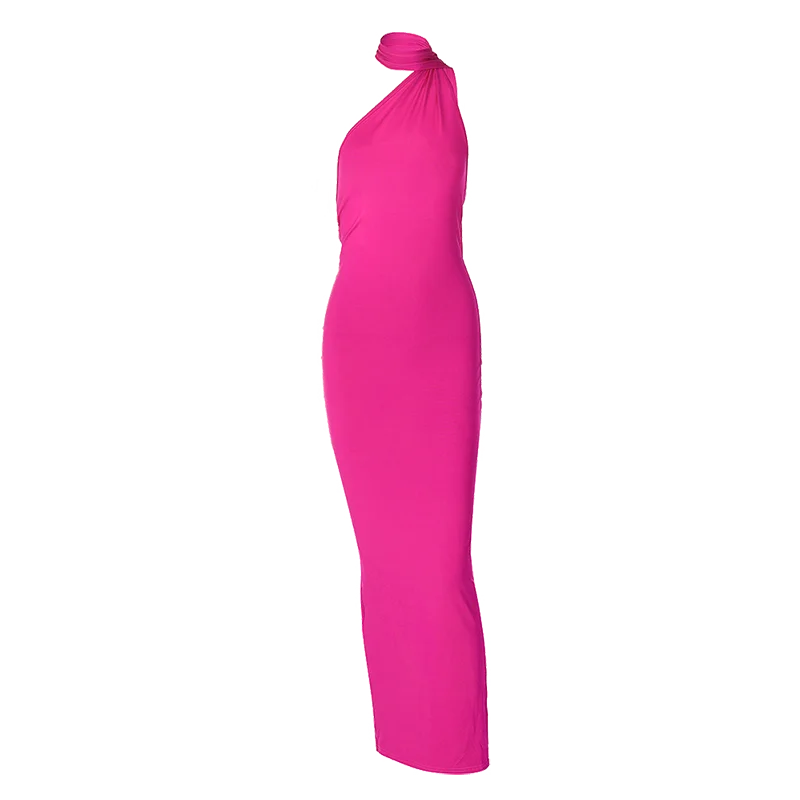 One Shoulder Backless Adjustable Maxi Dress