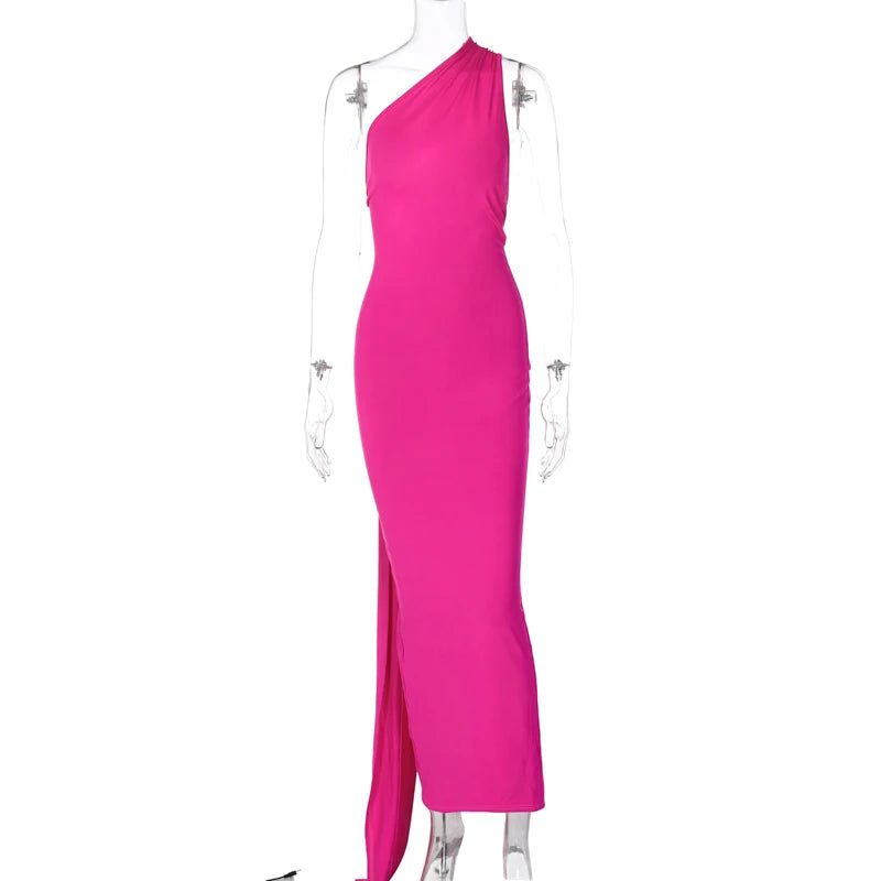 One Shoulder Backless Adjustable Maxi Dress