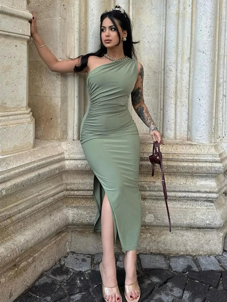 Split Sleeveless Backless Slim Maxi Dress