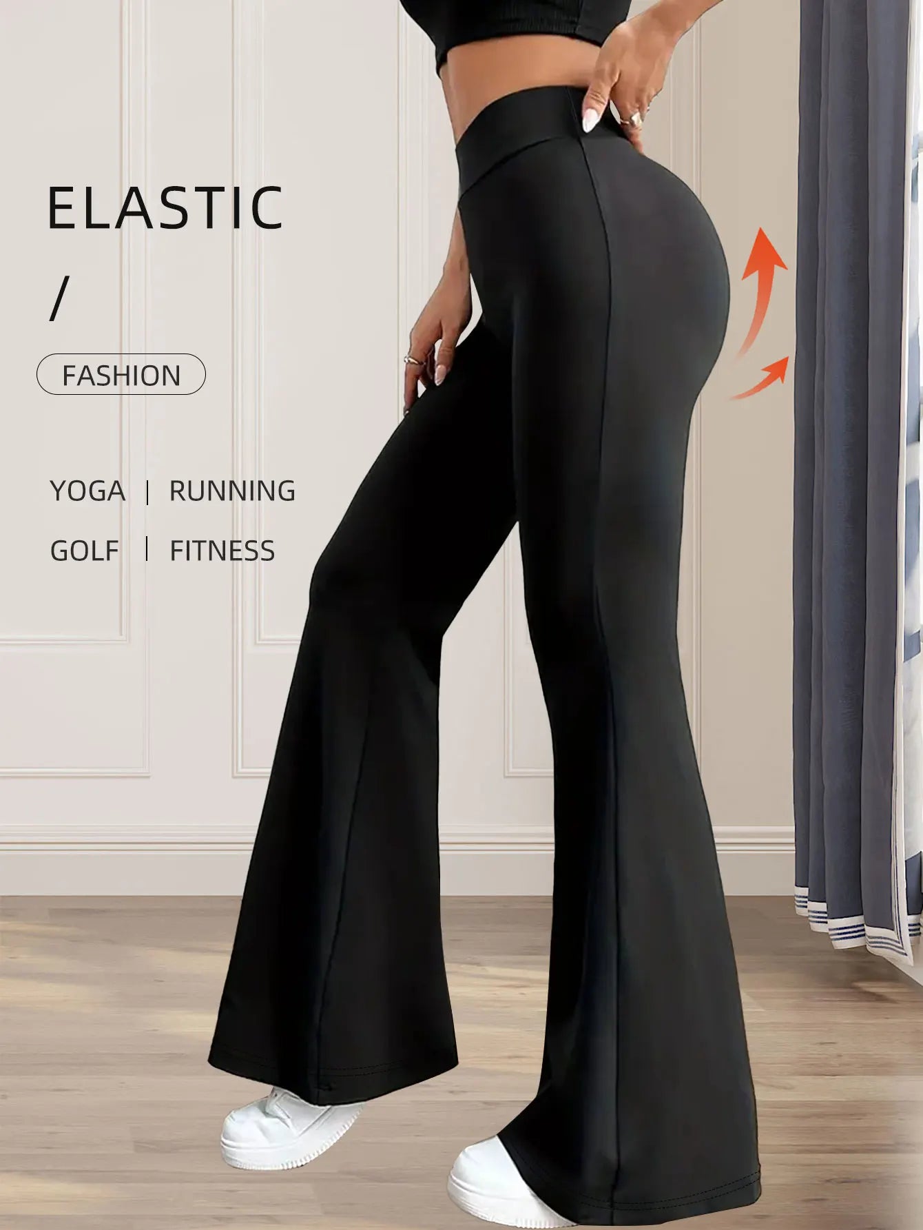 High waisted tight fitting flared pants