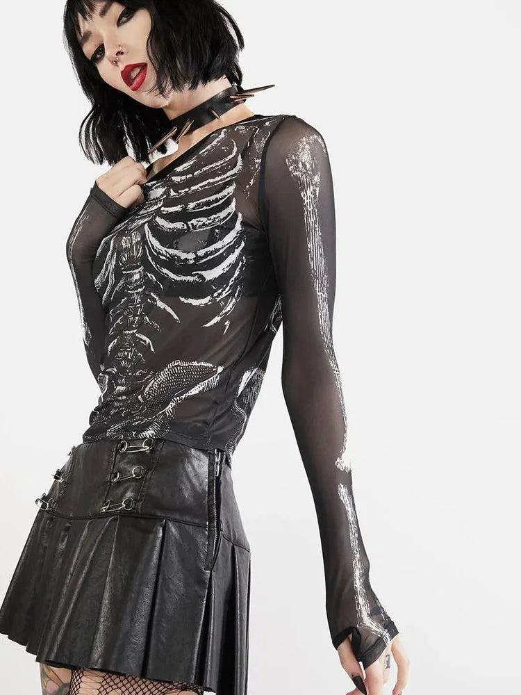 Gothic Skeleton Pattern Punk Shirt