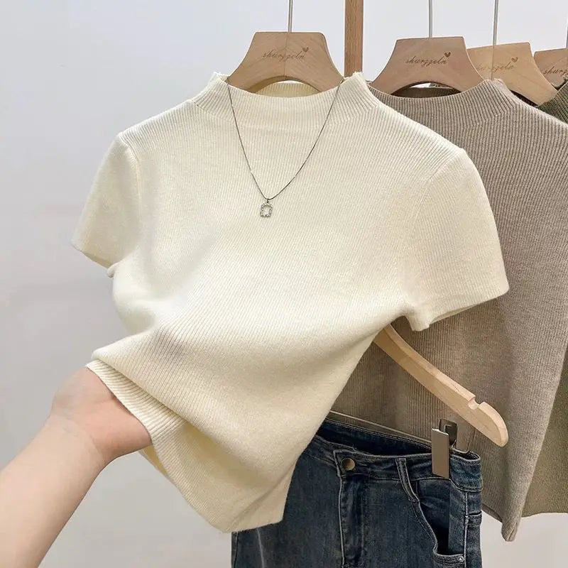 Basic Turtleneck Knitted Pullover Sweater