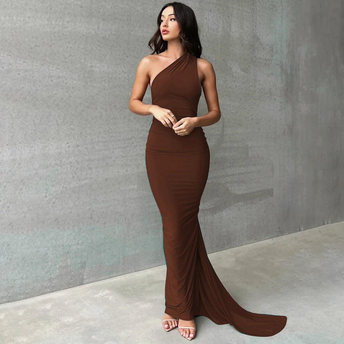 One Shoulder Backless Adjustable Maxi Dress