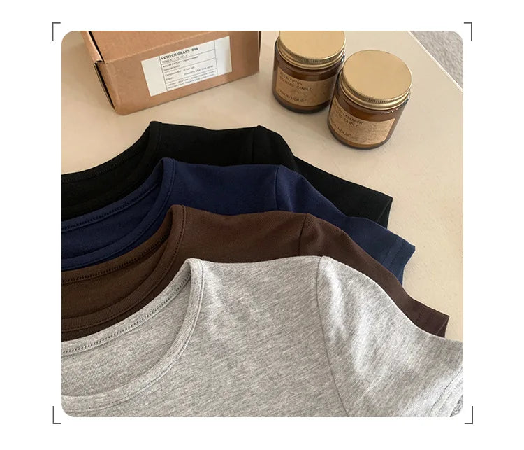 Basic Short Sleeve Solid Crop Top
