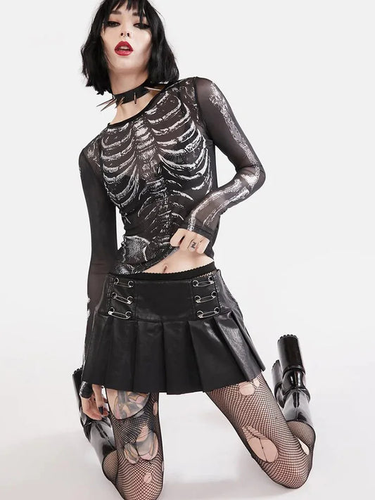 Gothic Skeleton Pattern Punk Shirt