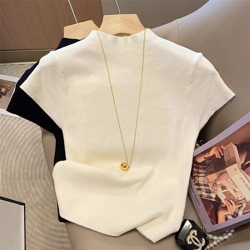 Basic Turtleneck Knitted Pullover Sweater